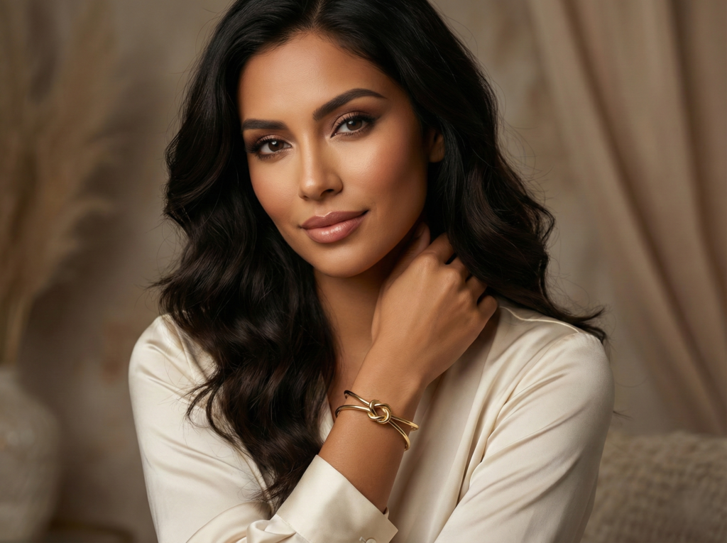 Gold Knot Cuff Bracelet – 18k Gold Plated Stainless Steel Double Band